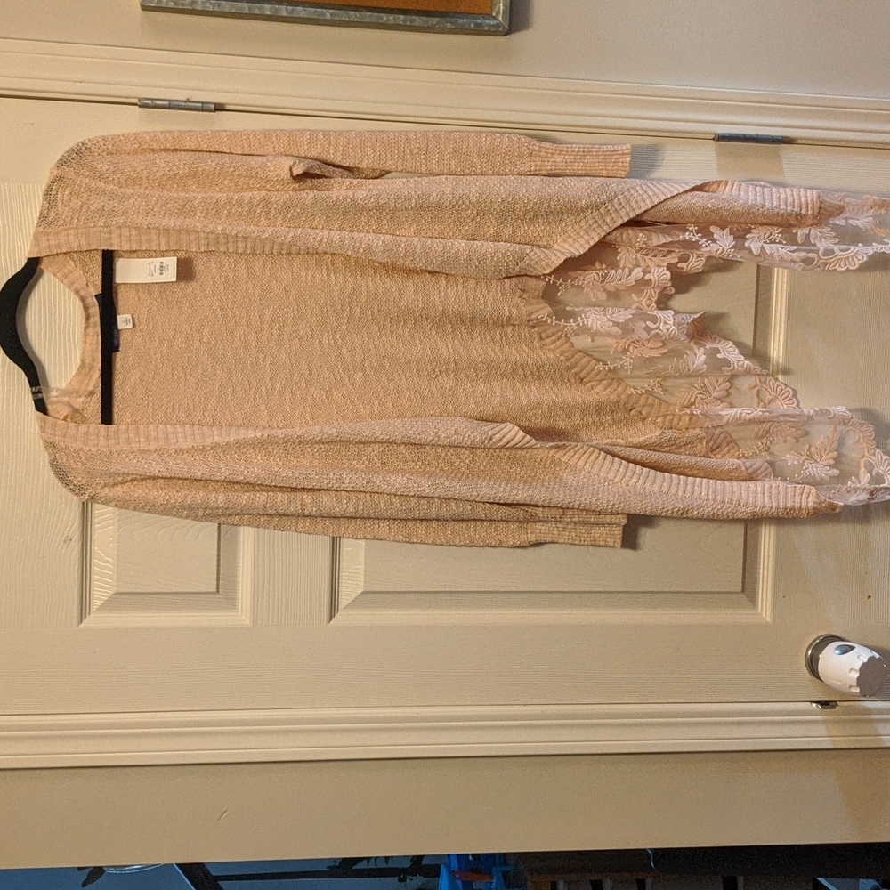 Blush lace detail cardigan Large